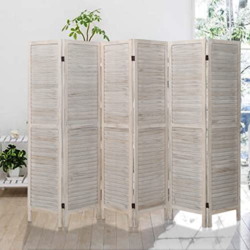 6 Panel Wood Room Divider (Beige) K748