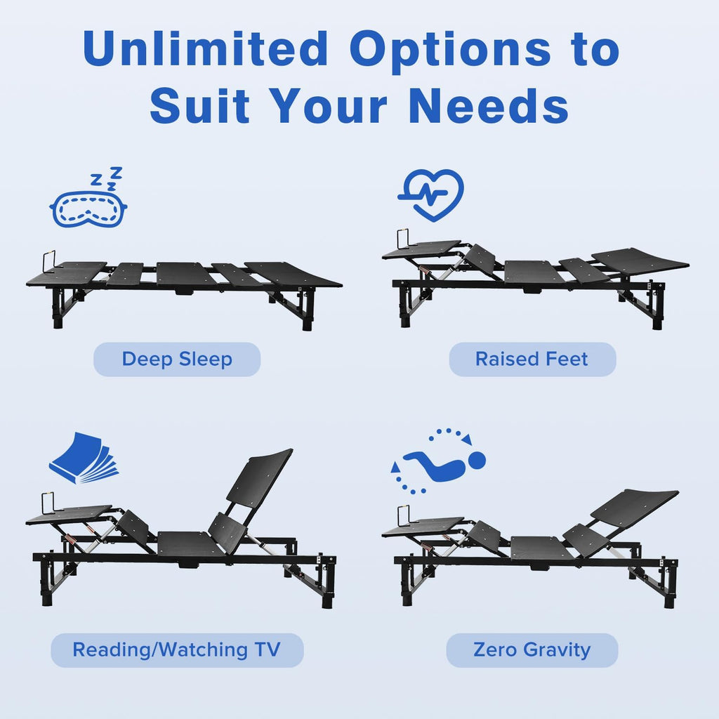 Black Queen Adjustable Bed Frame with Wireless Remote M82950