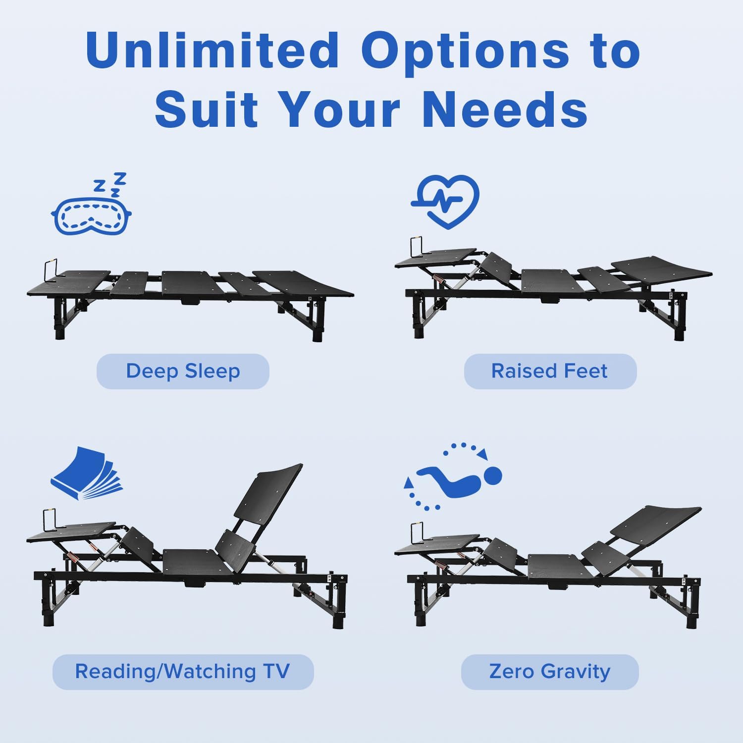 Black Queen Adjustable Bed Frame with Wireless Remote M82950