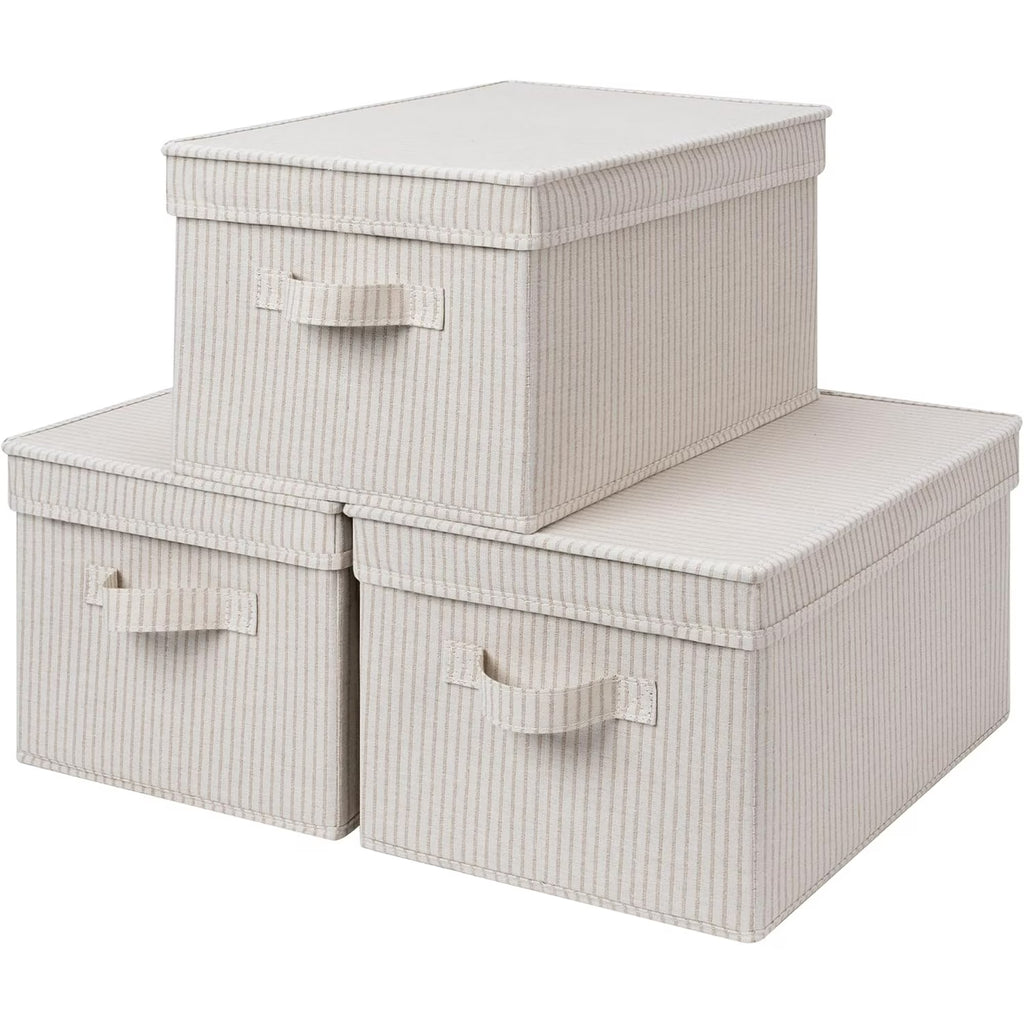 Gray Large 3-Pack Storage Bins with Lid Z305