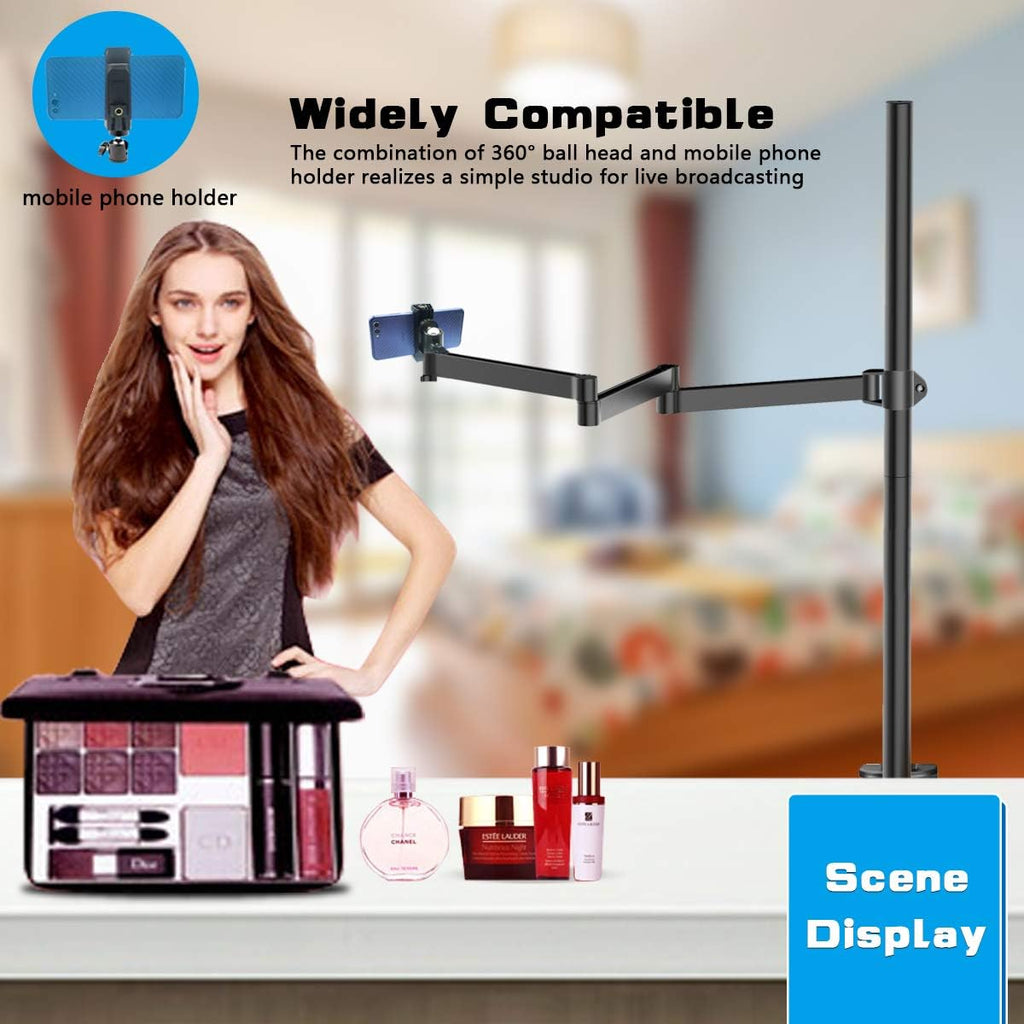 Heavy Desktop Overhead Camera Mount Stand with Flexible Arm and 360° Ball Head I509