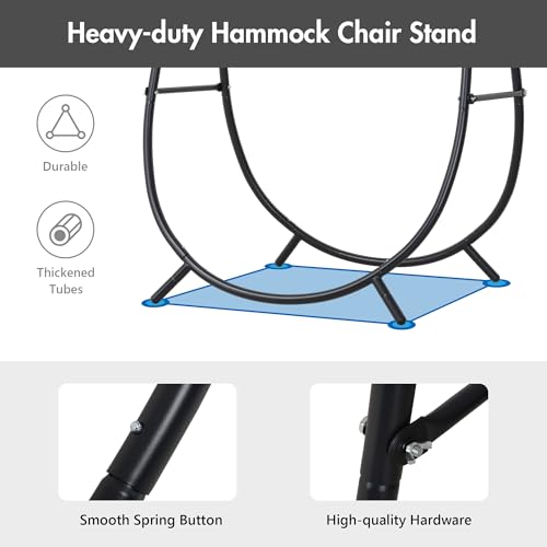 Macrame Hammock Chair with Stand, Heavy Duty Hanging Chair Stand, Includes Seat Cushion, Max 400 Lbs, Natural I447856