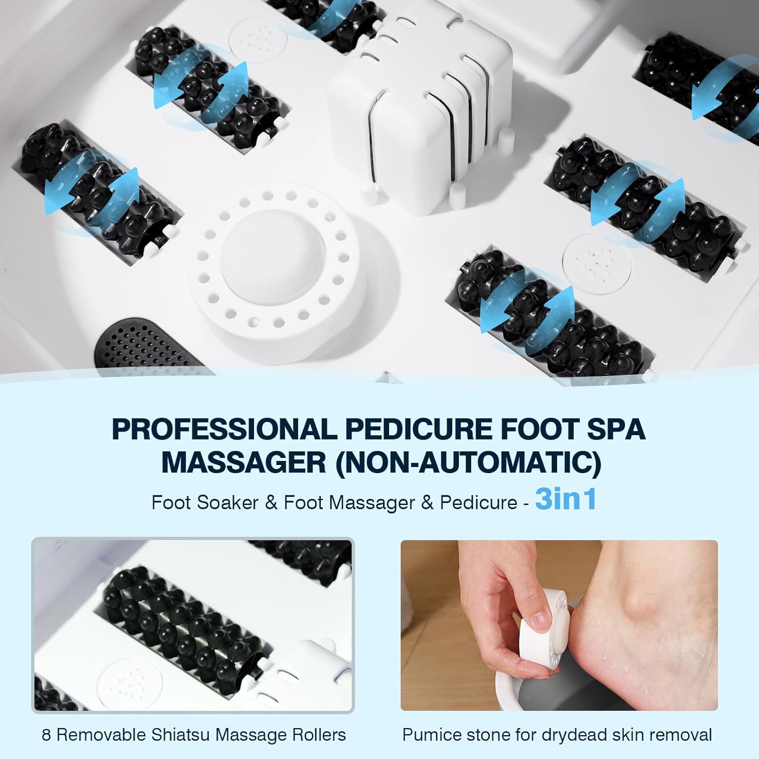 Collapsible Foot Bath with Heat, Bubbles, Massage Rollers, Temperature Control U403