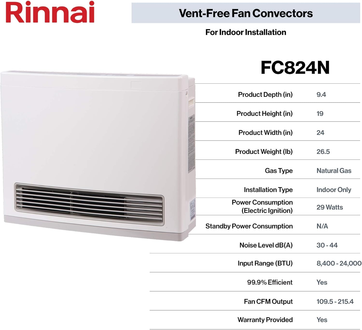 Ventless Natural Gas Heater with Programmable Thermostat A8389