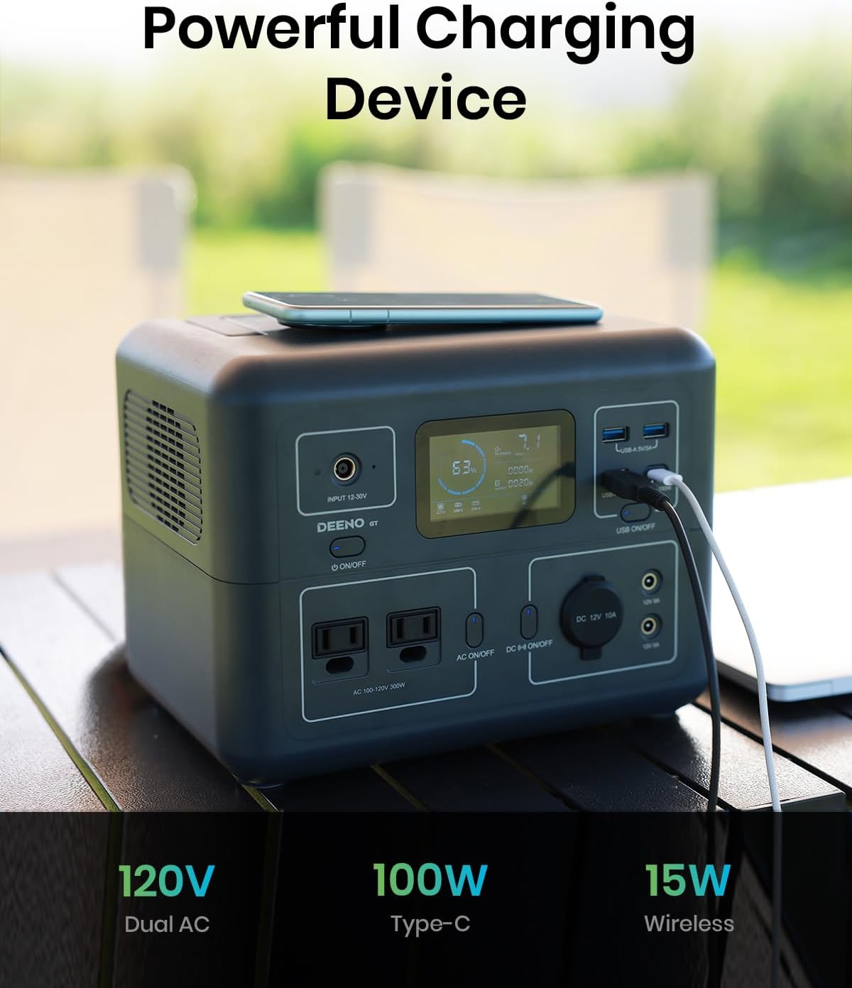 300W 268Wh LiFePO4 Portable Power Station with Dual AC Outlets D4266
