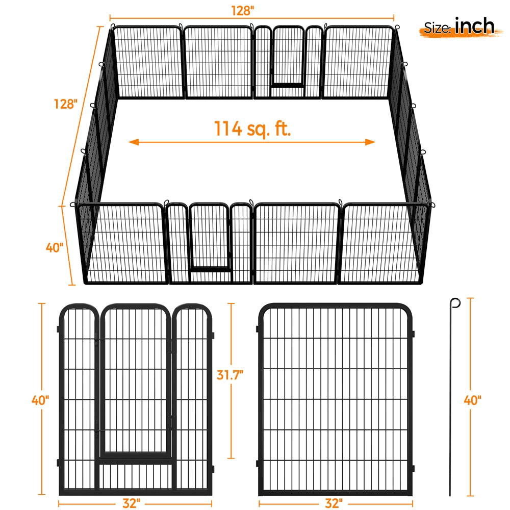 16 Panels 40" H Black Dog Playpen Z913