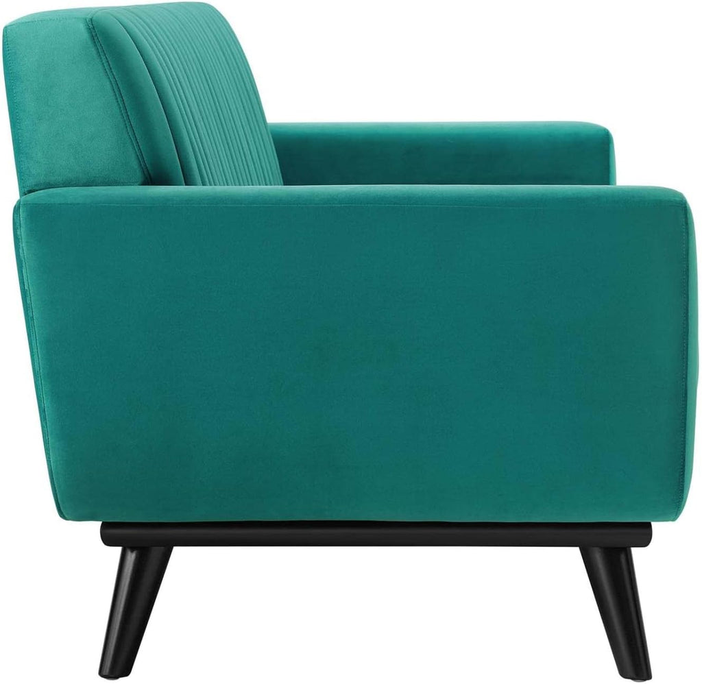 Teal Performance Velvet Channel Tufted Loveseat J12667