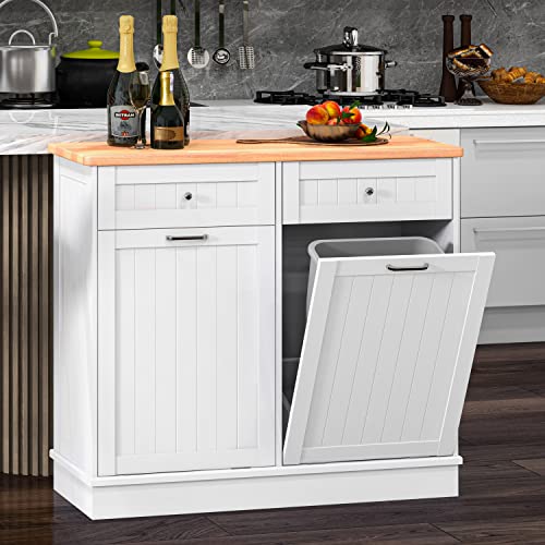 White Tilt Out Trash Cabinet 10 Gallon A75921