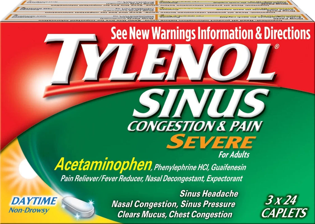 Tylenol Sinus Congestion and Pain Severe Daytime 24 Caplets - 3 Pack J118802