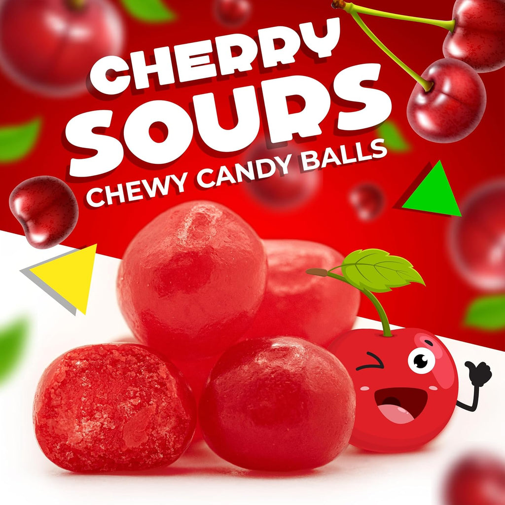 Cherry Sours Chewy Balls Candy (2 Pound Bag) G7534