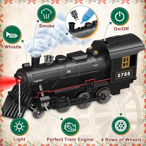 Remote Control Train Set with Track, Lighting, Rechargeable Battery, Smoke, Whistle & Lights L2986