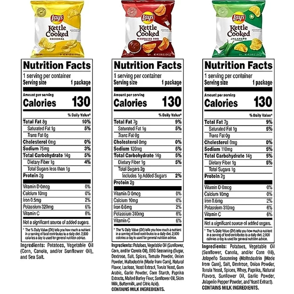 Kettle Cooked Potato Chips Variety Pack, 1 oz Bags, 40 Count L80433