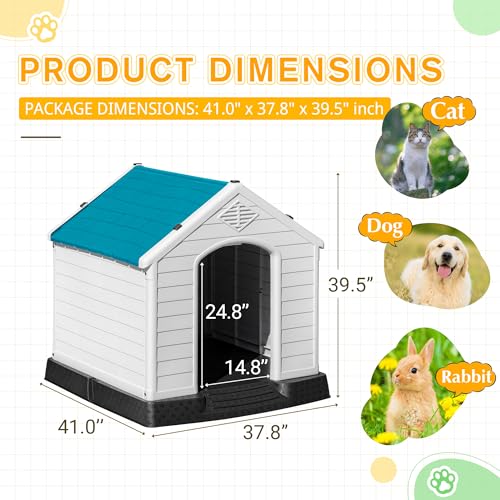 Gray 34" Waterproof Plastic Dog House E498478