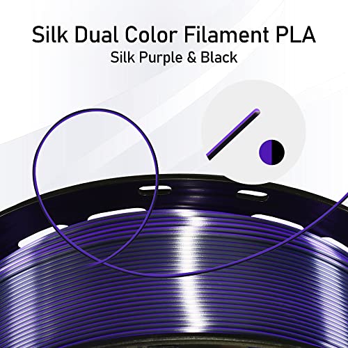 6 Spools Bicolor Dual Color 1.75mm 3D Printer Filament Bundle, Silk PLA, 250g X 6 Spools F350962