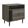 Slate Grey Wood Nightstand with Drawer and Shelf C533