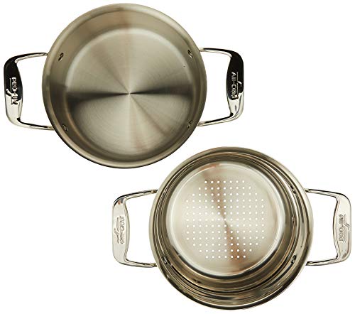 D5 Brushed Stainless Steel 5-Ply Bonded 3-Quart Casserole with Lid and Steamer Cookware Y4792