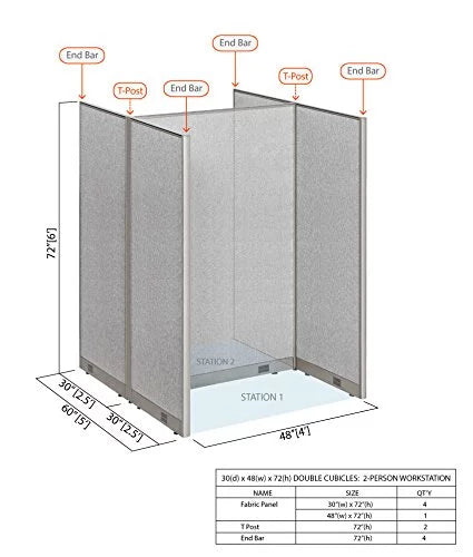 Double 2 Stations Office Cubicle P2867