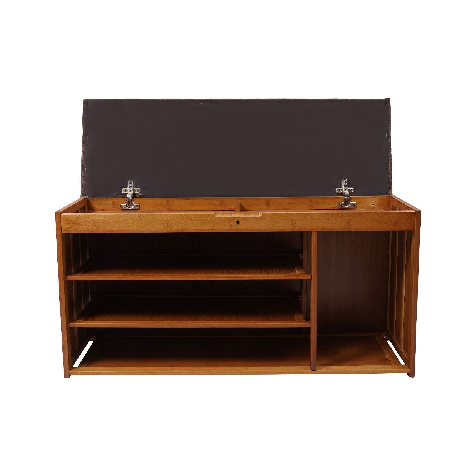 3 Tier Brown Bamboo Shoe Bench Storage Cabinet with Cushion H651713