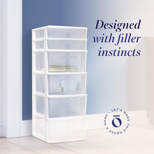 White 6-Tier Clear Plastic Storage Drawer Tower O339