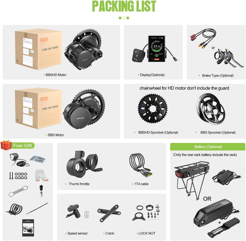 48V 750W Mid Drive Ebike Conversion Kits with Chainring Wheel and LCD Display J1537