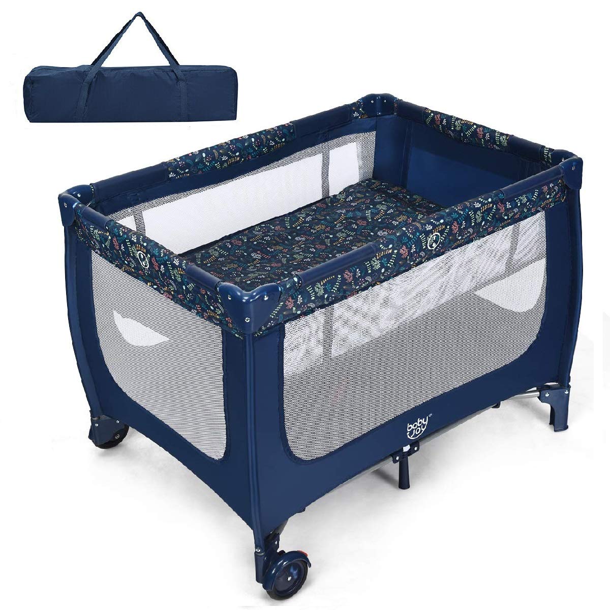 Gray Foldable Baby Playard with Carry Bag H661