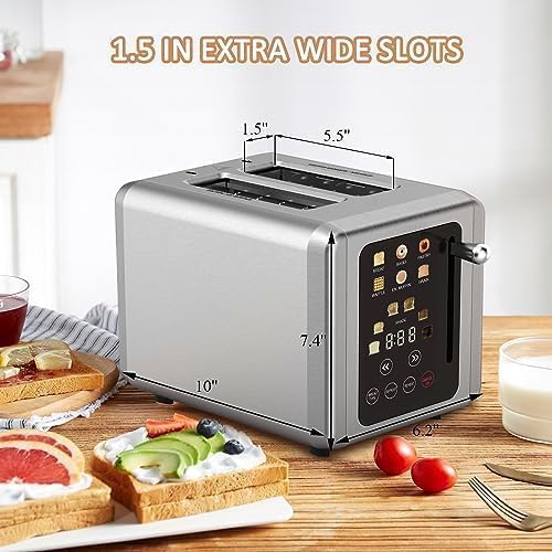 Open Box Touch Screen Toaster 2 Slice Digital Timer Stainless Steel W7497