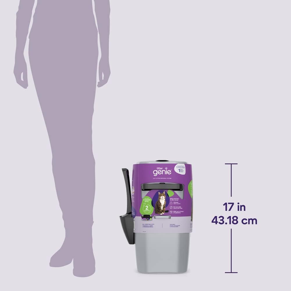 Silver Standard Pail Cat Litter Box Waste Disposal System with 1 Square Refill Bag R998938