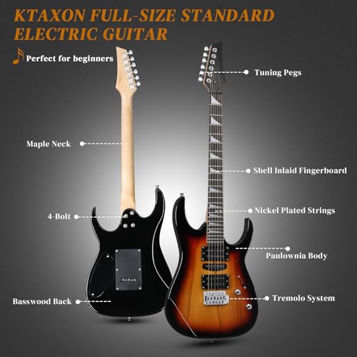 Matte Black Electric Guitar with 20Watt Amp and Starter Kit K362