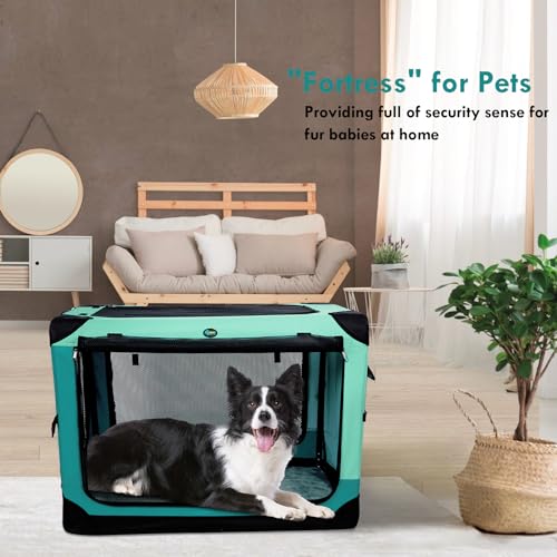42 inch Collapsible Dog Crate with Durable Mesh Windows F6838