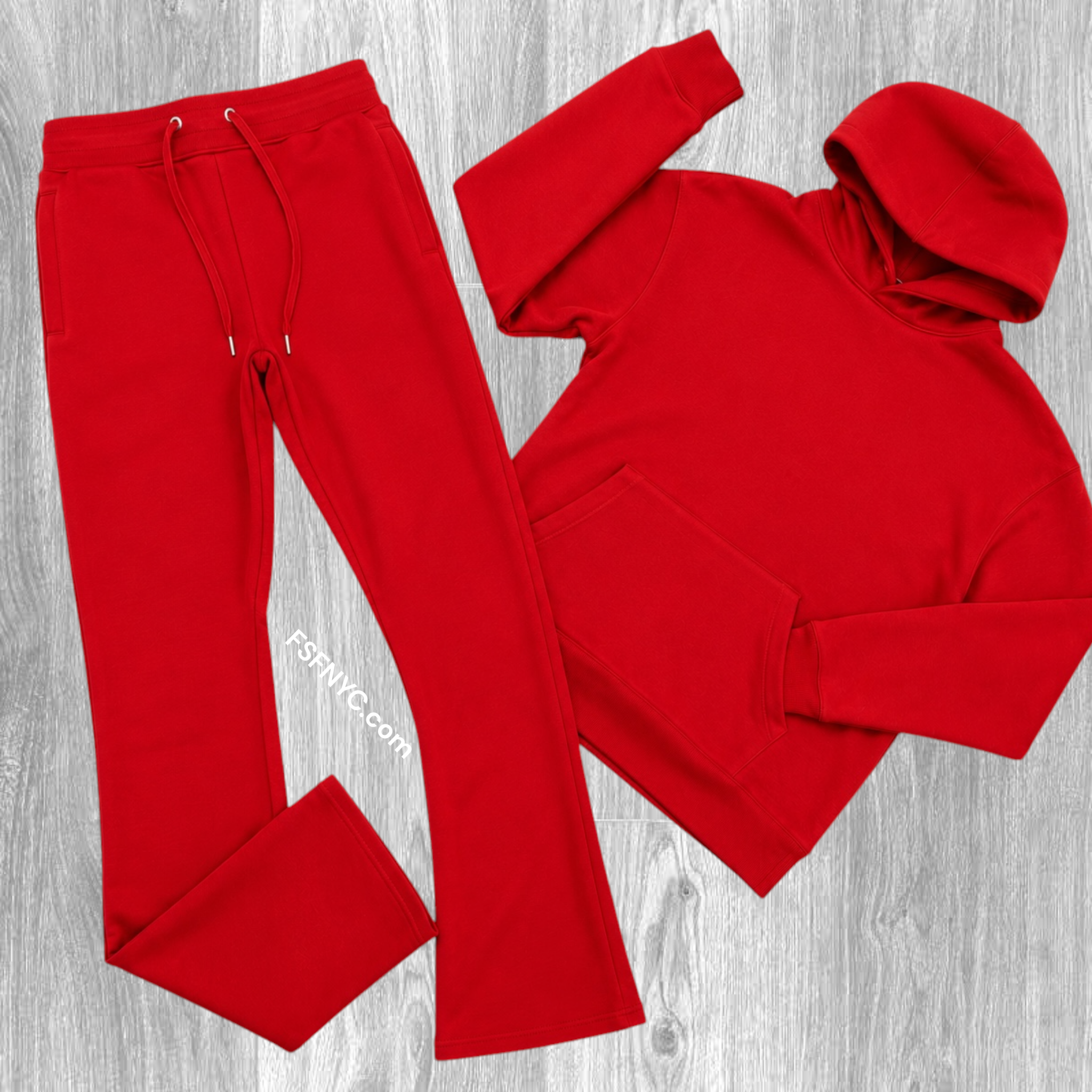 Narr - Stacked Flare Sweat Suit  - Red - 1081