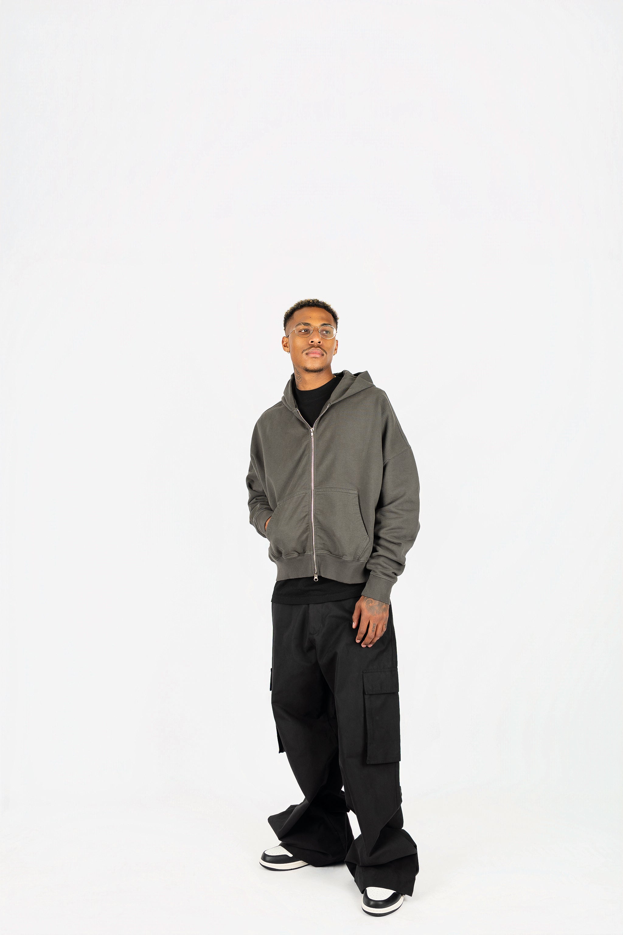 Cropped Double Zip Hoodie