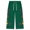 Vale Forever Green Tribal Graphic Distressed Wide Leg Sweatpants
